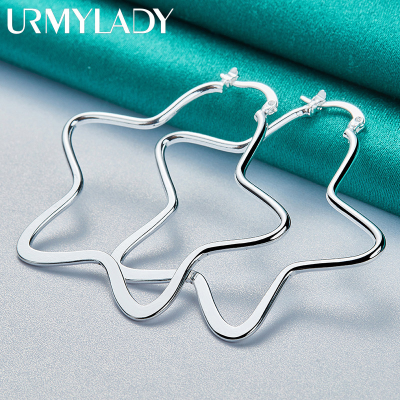 URMYLADY Bạc 925 Ngôi Sao Bông Tai Nữ Thời Trang Cưới Đính Hôn Tiệc Trang Sức Quyến Rũ