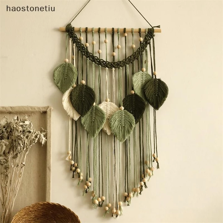 NS Macrame Treo Tường -Handmade Sage Lá Xanh Tấm Thảm Treo Tường, Đồ Trang Trí Boho Cho Phòng Ngủ Phòng Khách Phòng Tắm, y Trang Trí Phòng NS