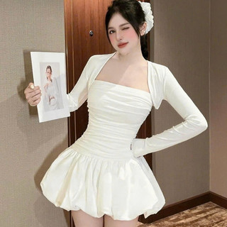 Set Váy Cúp Ngực Tiểu Thư Phối Áo Khoác Ngoài Siu Xinh Sang Chảnh