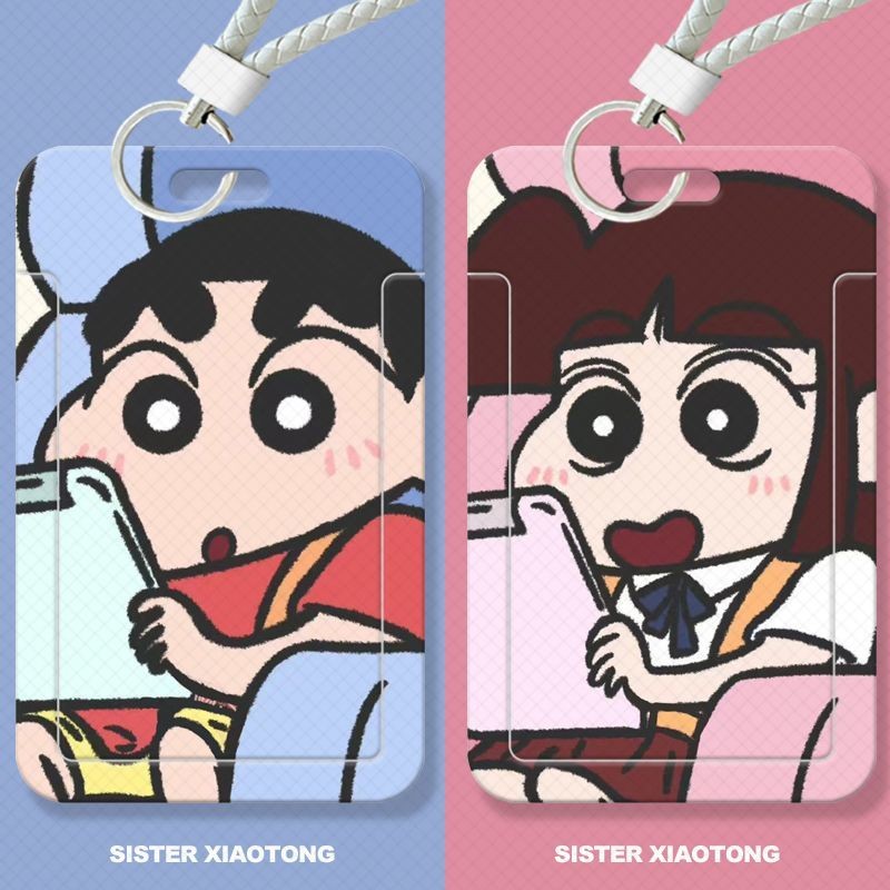 Crayon Shin chan đựng thẻ trượt cặp đôi sinh viên, thẻ bữa ăn, thẻ xe buýt, vỏ bảo vệ thẻ ID, hộp đựng thẻ truy cập