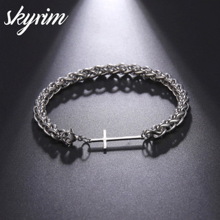 Skyrim Sáng Tạo Chữ Thập Mặt Dây Chuyền Vòng Tay Nữ Thép Không Gỉ Trang Sức Thời Trang Cho Nam Nữ