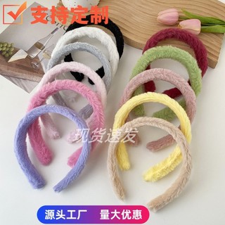 ✪Băng đô lông thỏ màu kẹo, băng đô sang trọng chống trượt rửa mặt, băng đô thủ công DIY, băng đô dễ thương thu đông