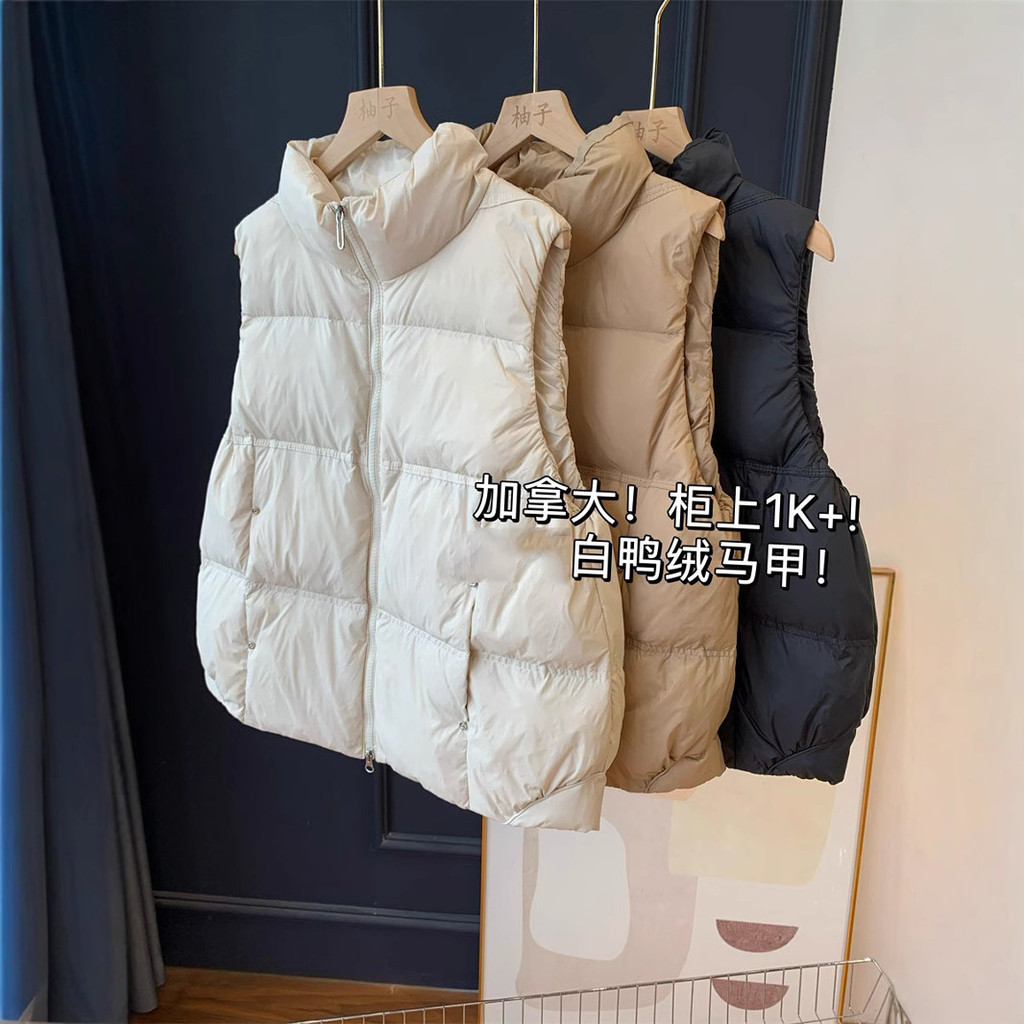 Vịt Trắng Xuống Áo Đứng Cổ Dày Rời Áo Vest Nữ Phong Cách Mới Xuống Áo