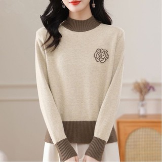 Phong Cách Mới Nửa Cổ Rùa Áo Len Nữ Thu Đông Rời Phong Cách Phương Tây Ngắn Nhỏ Dày Dệt Kim Đáy Áo Sơ Mi
