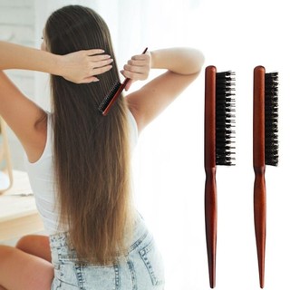 Lược đuôi nhọn BAMBOOB, Tay cầm bằng gỗ 3 hàng Lược đánh lông tơ, Lược lông Boar bền