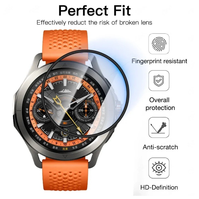 VivoWatch Watch5 WatchGT Watch3 Watch2 1-3 Chiếc Full Cover HD Cong Cạnh Đen Kính Cường Lực Cho Vivo Watch 5 3 2 GT 42mm 46mm Chống Trầy Xước Đồng Hồ Thông Minh Bảo Vệ Màn Hình