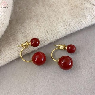 Ankela Nơ Đỏ Ruy Băng Bông Tai Nữ, Phong Cách Hàn Quốc, Thời Trang Thu Đông, Đơn Giản Hình Học