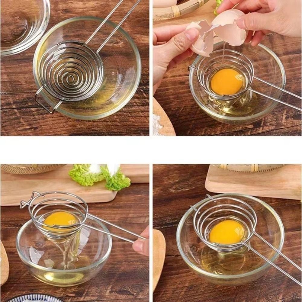 Máy tách lòng đỏ trứng SNUGHOUSE, Dụng cụ nhà bếp bằng thép không gỉ Bộ chia trứng, Vòng tròn tay cầm dài Phễu lọc trứng dạng lỏng