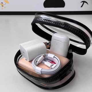 [Gou] al Hộp lưu trữ cáp dữ liệu trong suốt Túi lưu trữ tai nghe du lịch ngoài trời Cáp dữ liệu Túi lưu trữ tròn VN