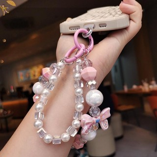[Gou] Dây buộc điện thoại di động Dây đeo cổ tay phong cách ngắn Thắt nơ Vòng tay đính cườm thủ công Dây đeo cổ tay rộng chống mất VN