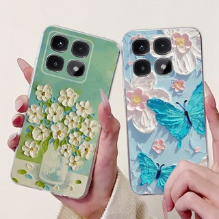 Dành Cho Xiaomi 14T Pro Vỏ 2024 Thời Trang Mới Bướm Hoa Trong Suốt Silicon Mềm TPU Ốp Lưng Điện Thoại Xiaomi 14T Mi 14T