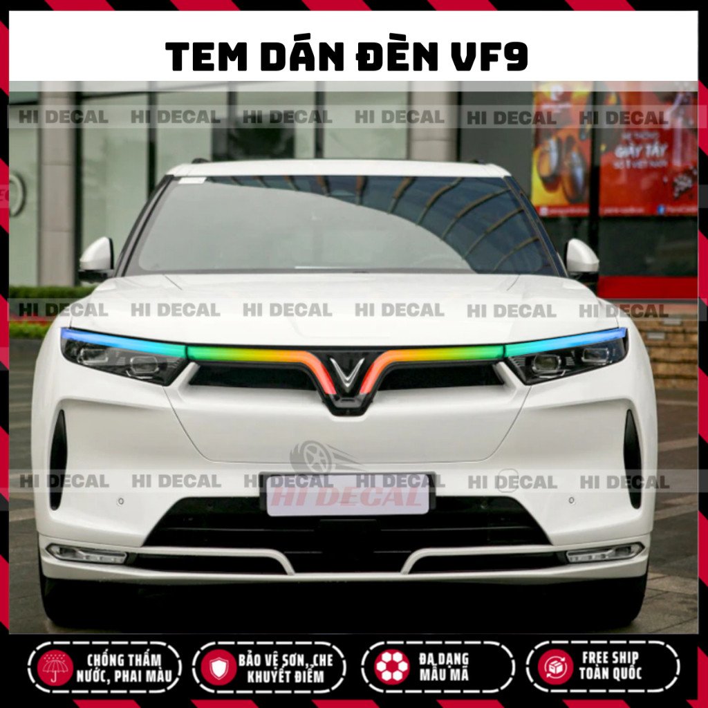 Tem dán đổi màu đèn Vinfar VF9, decal dán bảo vệ đổi đèn xe VF9, tem trang trí đèn chống nước bền màu