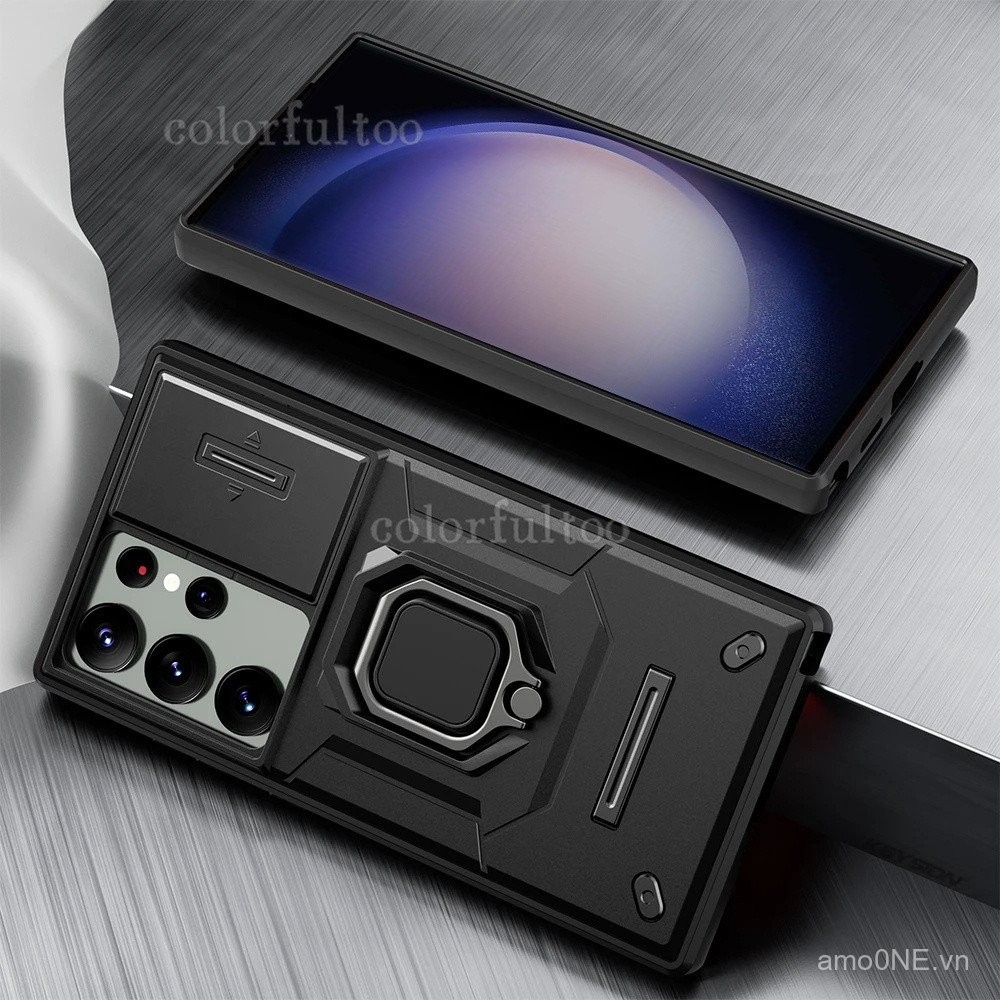 Ốp lưng chống sốc cho Samsung Galaxy S25 S24 Ultra Plus S24+ S25Ultra 5G, bảo vệ camera bằng PC cứng, chống rơi, có giá đỡ, nắp lưng