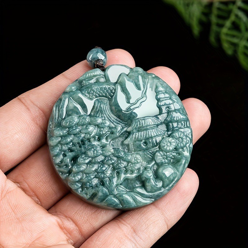 Mặt dây chuyền ngọc bích tự nhiên Mặt dây chuyền thời trang, Phụ kiện trang sức Unisex được chạm khắc bằng tay
