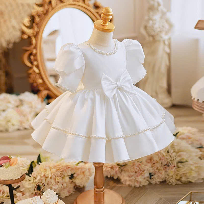 Váy Công Chúa Bé Gái , váy cho bé gái tay bèo đính kết ngọc trai sang trọng  ( mã 019 )