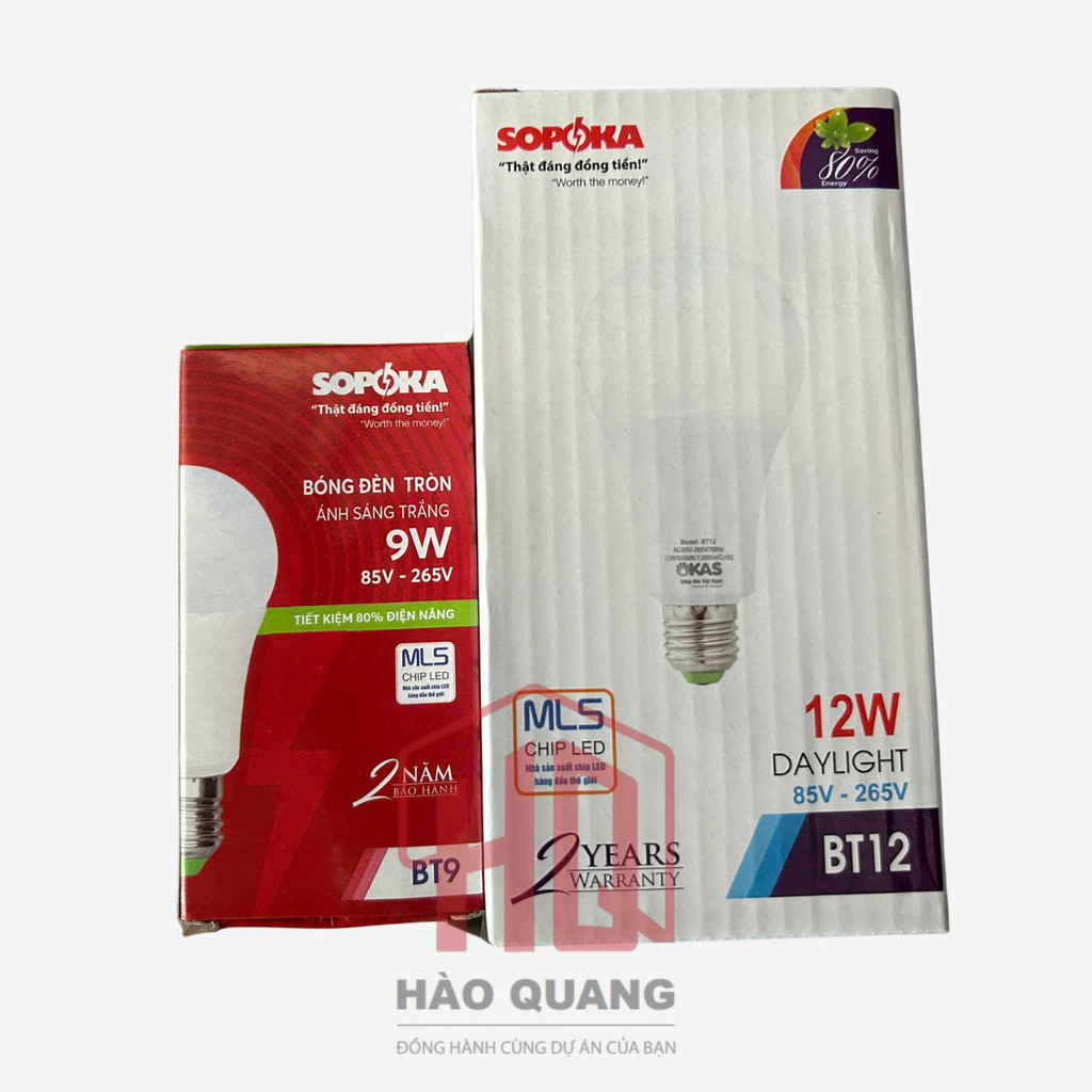 3 Bóng Đèn LED Trụ Sopoka Cao Cấp, Ánh Sáng Trắng Tự Nhiên, Tuổi Thọ Cao, Chính Hãng Việt Nam [3w-12w]