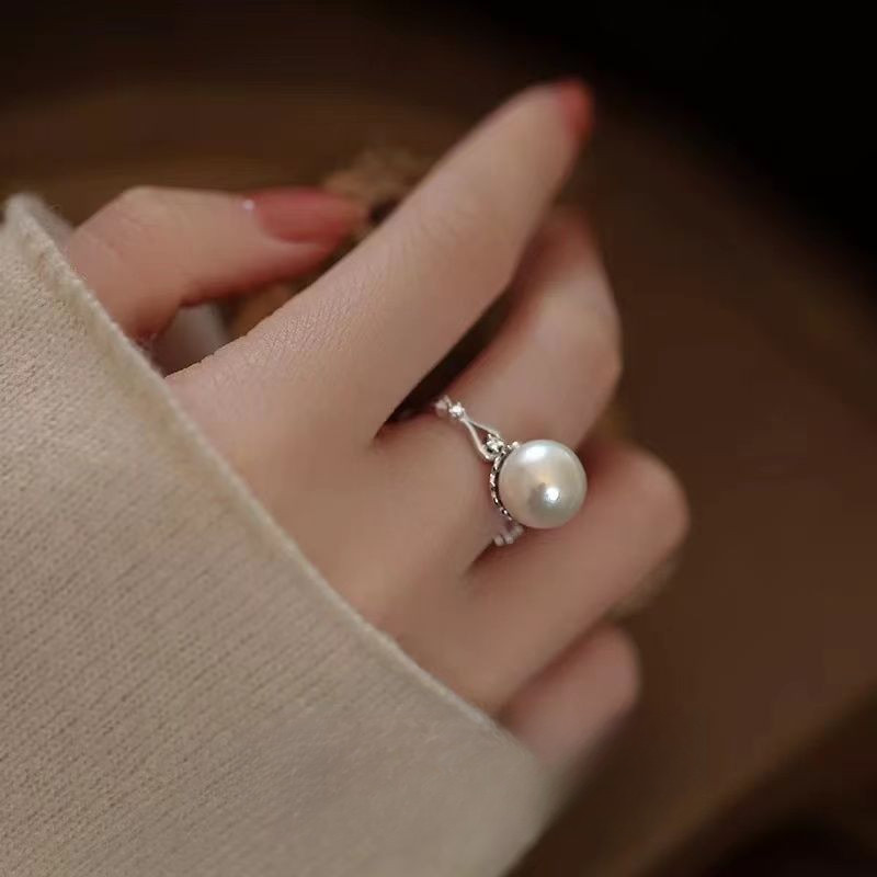 Nhẫn nữ ngọc trai nước ngọt dát bạc Sterling 925 thiết kế sang trọng nhẹ thời trang mới