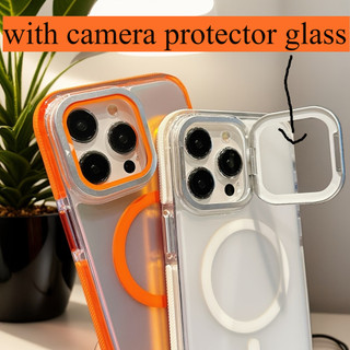 Với màng ống kính giá đỡ kim loại chống trượt và chống va chạm ẩn màu sắc thay đổi cho IPhone 16 15 14 13 12 11 Pro Max Plus với kết hợp mềm và cứng từ tính mạnh mẽ