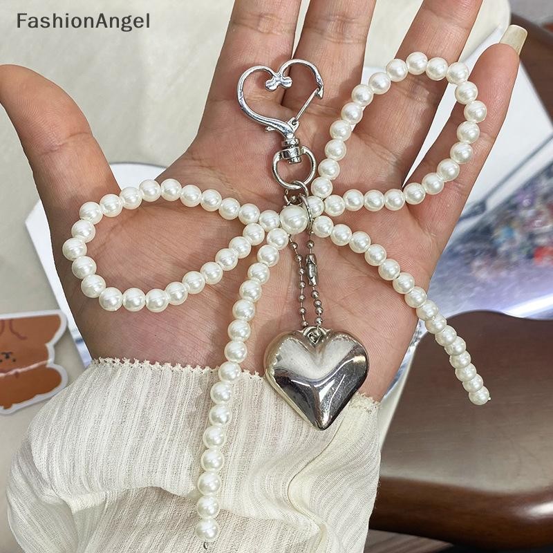 Fashionangel Dễ Thương Nơ Ngọc Trai Mặt Dây Chuyền Móc Khóa Thời Trang Hình Trái Tim Mặt Dây Chuyền Điện Thoại Di Động Camera Mặt Dây Chuyền Phụ Kiện Túi Trang Trí Quà Tặng VN