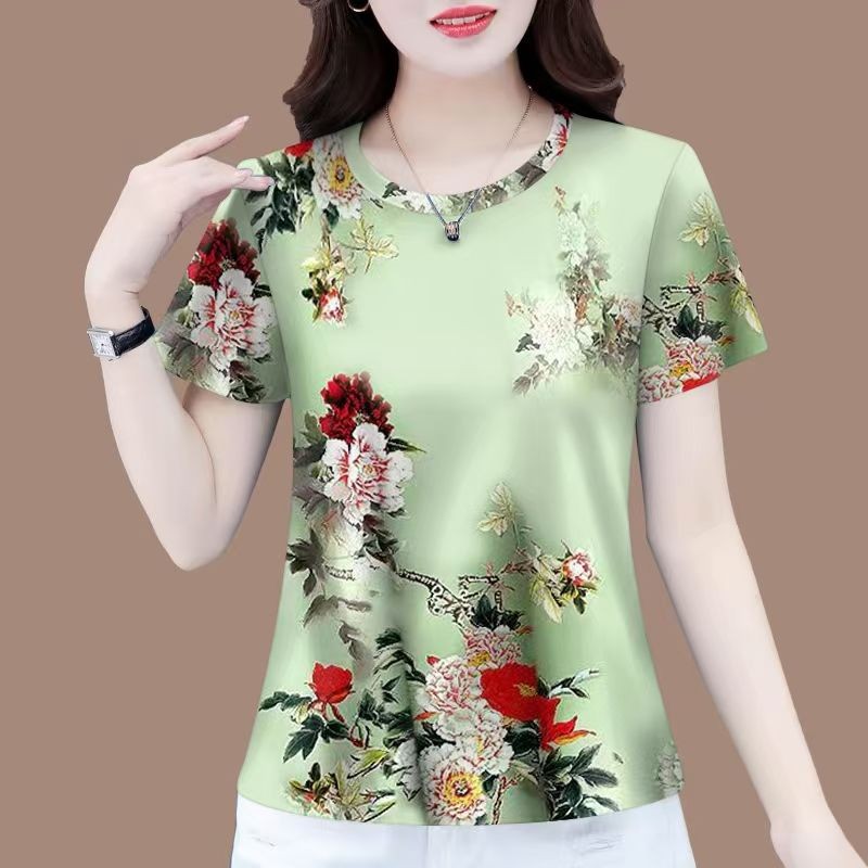 Áo thun in hình thời trang mới mùa hè 2025, giản dị, thoải mái, giảm béo dành cho nữ