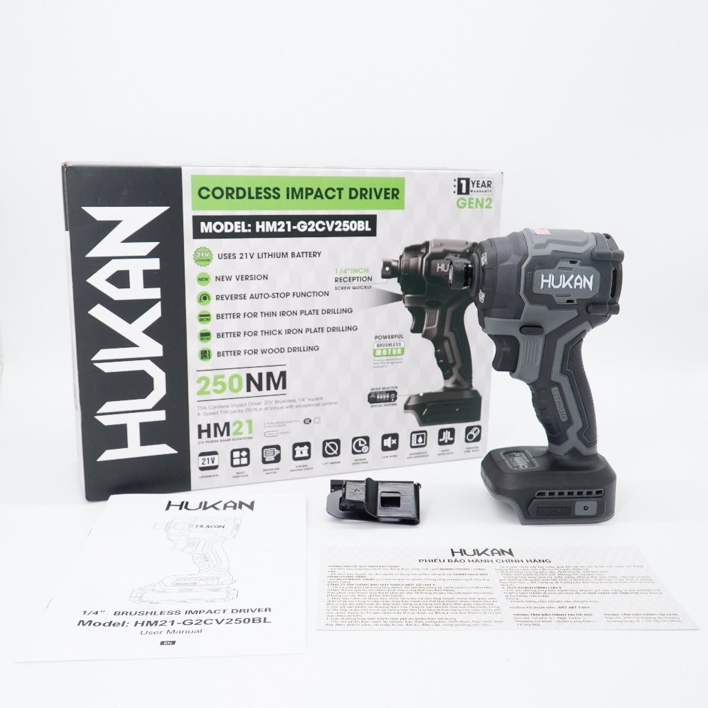 CHÍNH HÃNG THÂN MÁY CHUYÊN VÍT HUKAN HM21-G2CV250BL MÀU XÁM