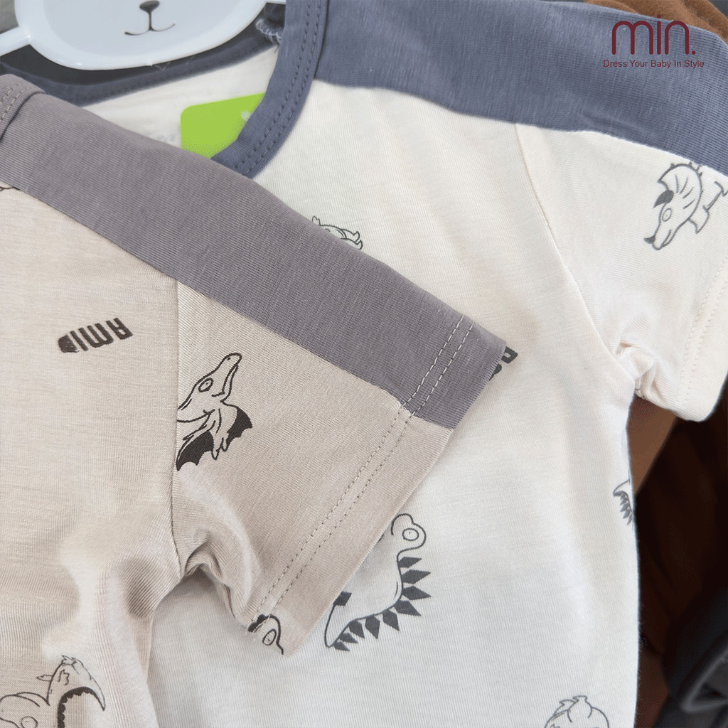 Bộ Cộc Tay Bé Trai Anminaza Chất Vải Co Dãn,Mềm Mại,In Họa Tiết Dễ Thương - Hàng Chính Hãng AMI0336