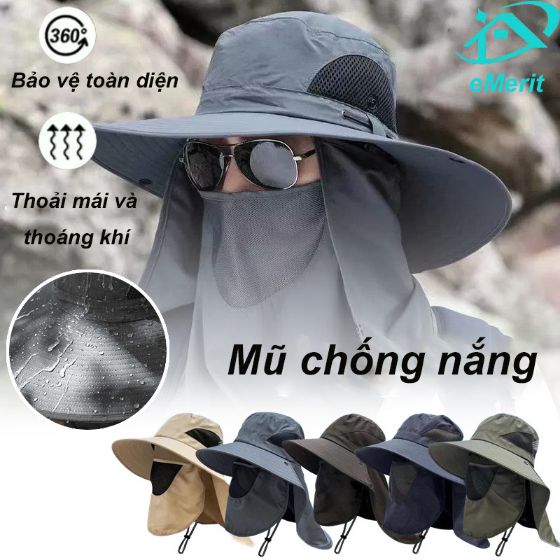 Mũ chống nắng Mũ Nón Rộng Vành Chống Nắng Kèm Khăn Che Mặt,Với Mũ bảo vệ mặt và cổ ngoài trời