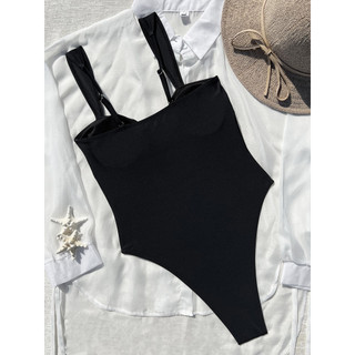 Đồ bơi nữ Hoa kim loại màu đen rỗng Bộ đồ tắm Bikini cắt cao một mảnh