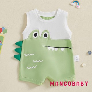 MG-Baby Dinosaur Tank Romper Bộ áo liền quần không tay dễ thương có đuôi Quần áo mùa hè thông thường