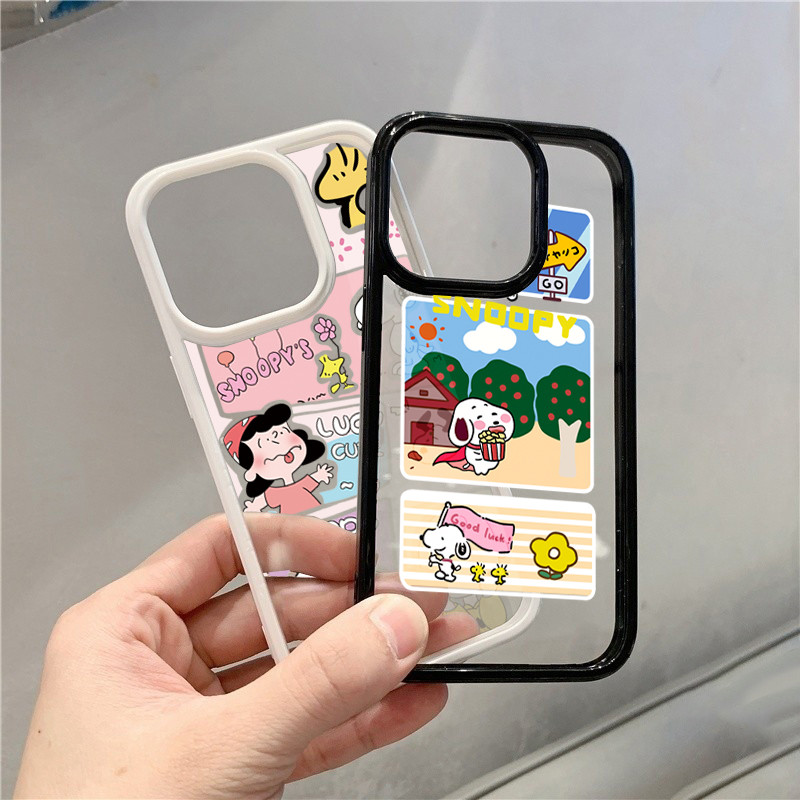 Dành Cho iPhone 16 15 Pro Max 11 13 14 12 Pro Cho iPhone 16e 7 8 Plus XS Max X XR SE2022 Dễ Thương Snoopy Hoạt Hình Graffiti Silicon Trong Suốt Chống Sốc