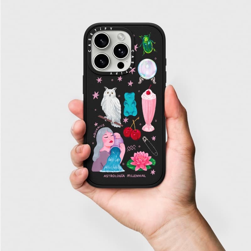 CASETiFY X Astrología Millennial Aquarius Case Matte Black Matte Purple Matte RosePink Clear Hard Case Impact Case cho Apple IPhone 13 14 15 16 Pro Max có hộp