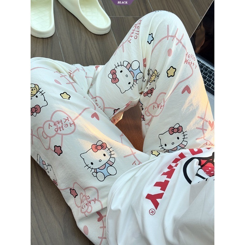 Mùa hè Mới Đầu Lớn Hoạt Hình Hello Kitty Pyjama Quần Nữ Phiên Bản Hàn Quốc Quần Nhà Giải Trí [BL]