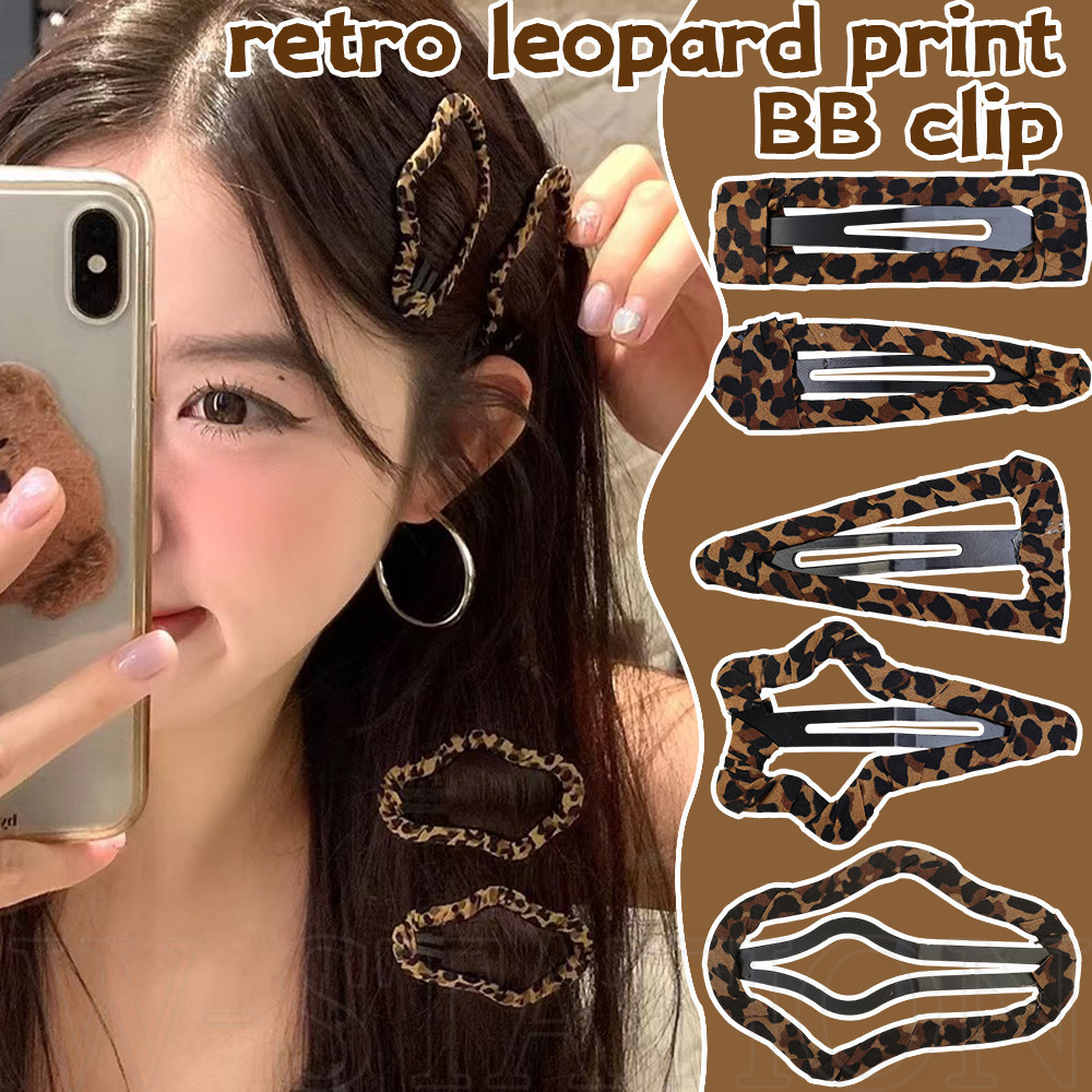 1 Cặp Kẹp Tóc Da Báo Retro - Kẹp BB Side Bangs Thời Trang - Kẹp Tóc Hình Đám Mây Tam Giác Nữ - Barrette Thanh Lịch Ngọt Ngào Hàn Quốc Ngọt Ngào Dễ Thương - Phụ Kiện Tóc Bé Gái Phổ Biến