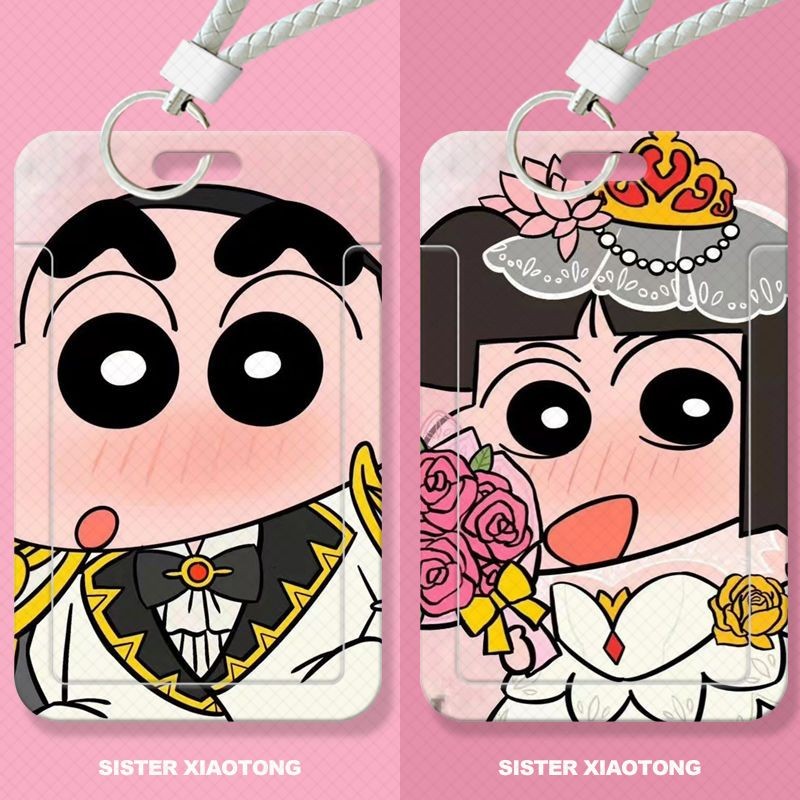 Crayon Shin chan đựng thẻ trượt cặp đôi sinh viên, thẻ bữa ăn, thẻ xe buýt, vỏ bảo vệ thẻ ID, hộp đựng thẻ truy cập