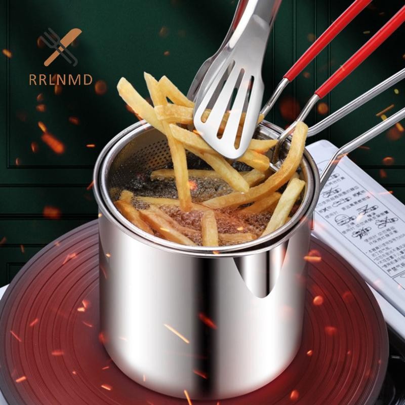 Rrlnmd Nhà Bếp Nồi Chiên Sâu Inox 304 Nồi Chiên Nhà Bếp Có Bộ Lọc Tempura Chiên Chảo Gà Chiên Dụng Cụ Nấu Ăn MỚI