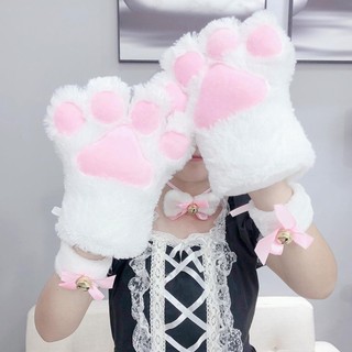 TRACEILLOIAN Găng Tay Sang Trọng, Găng Tay Móng Vuốt Mèo Mềm Mại Sang Trọng Dễ Thương, Hoạt Hình Ấm Áp Gothic Nhập Vai Găng Tay Mèo Lông Tơ Nữ