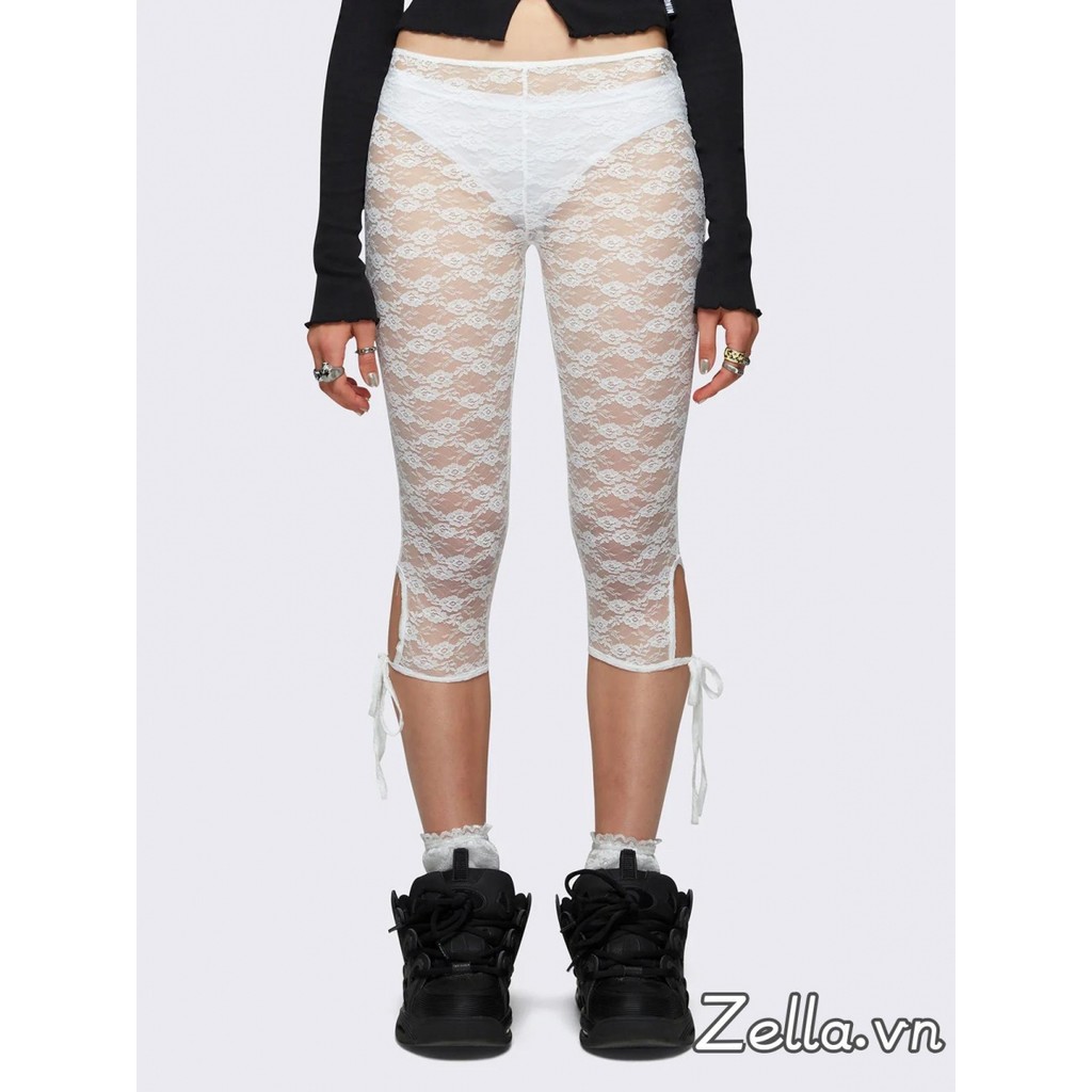 Quần ren Capri nữ Quần thường ngày Cutout Quần co giãn xuyên thấu cho hàng ngày