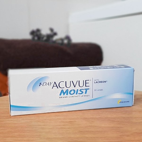 Lens Cận Trong Suốt 1 Ngày Acuvue Moist Chính Hãng, Kính Áp Tròng Của Mỹ Đeo Êm, Giữ Ẩm Tốt Độ Cận 1-10