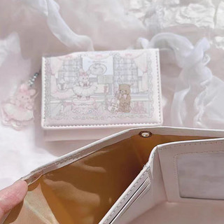 Hoạt Hình Thỏ In Ví Nữ Vuông Dễ Thương Mini Trifold Ví Tiện Lợi