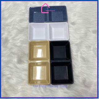Khay, Chén Đựng Gia Vị Bằng Nhựa Melamine Vuông 2 Ngăn Lớn (15*7.5*2.5cm) - Phương Trang
