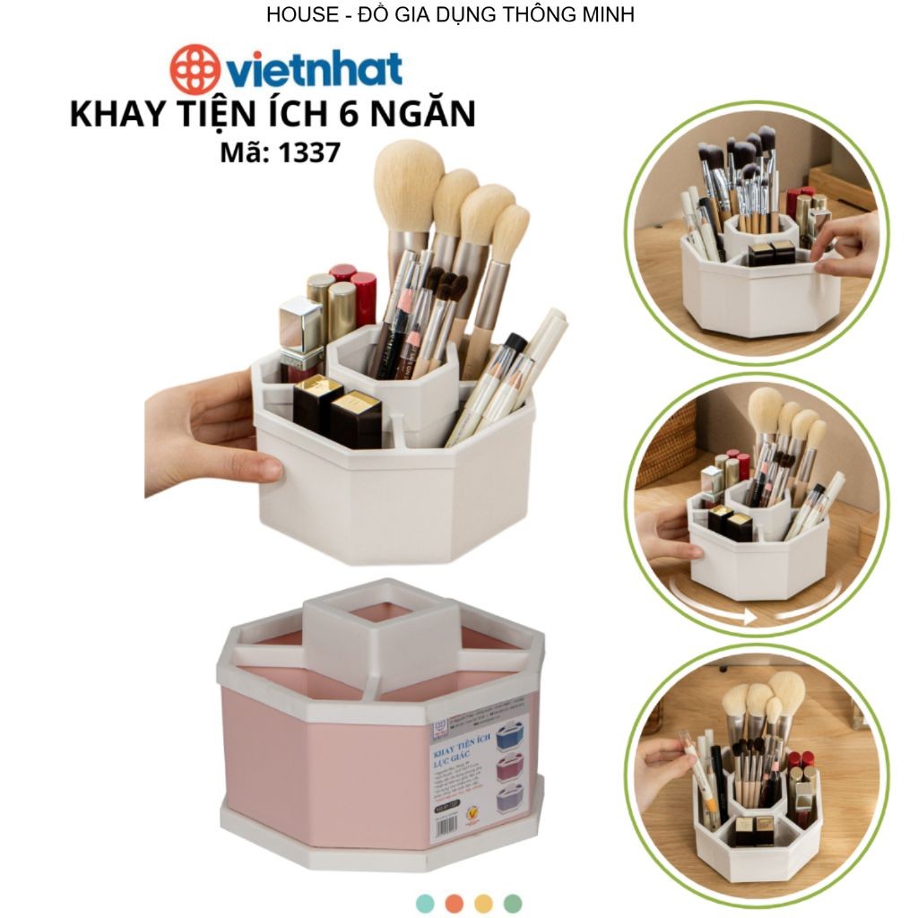 Khay tiện ích 6 ngăn, Khay Đựng Bút Đồ Trang Điểm Đa Năng Chính Hãng VIỆT NHẬT (Mã 1337)