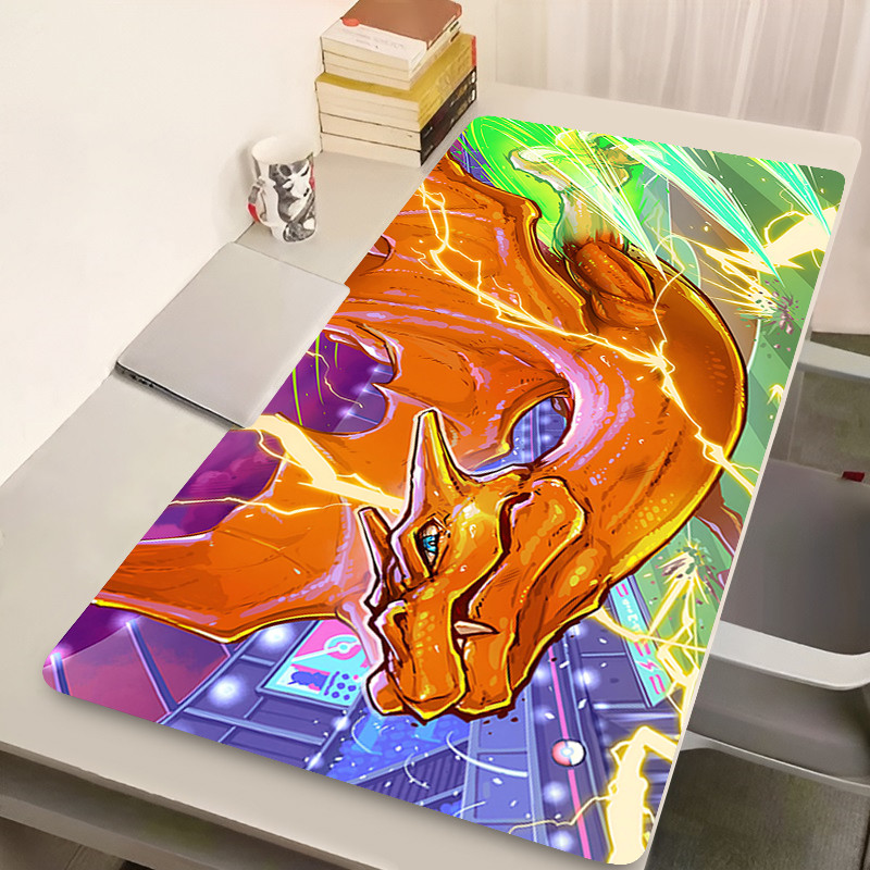 Fiery Dragon Mouse Pad Laptop Anime Nhật Bản Bàn Phím Chơi Game Thảm PC P-pokine C-charizard Mousepad XL Kawaii Mở Rộng Bàn Chơi Thảm