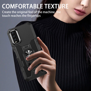 Dành Cho Vivo Y20 2021 / Y20i / Y20s / Y20s G / Y12s / Y12A Ốp điện thoại PC Cứng Mặt Sau TPU Mềm Cạnh Bảo Vệ Camera Giá Đỡ Vòng Chân Đế Chống Sốc Mỏng Vỏ