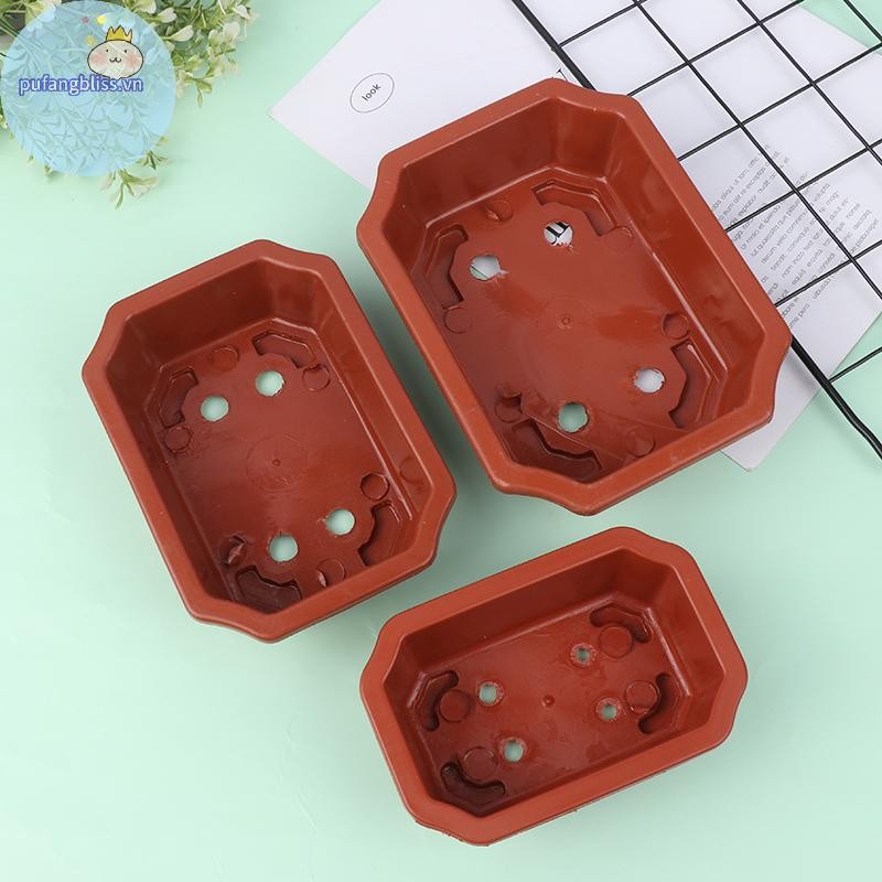 Pufangbliss 1 Chậu Nhựa Vintage Chậu Trồng Hình Chữ Nhật Cổ Điển Nồi Xương Rồng Nồi Hoa Chậu Làm Vườn VN