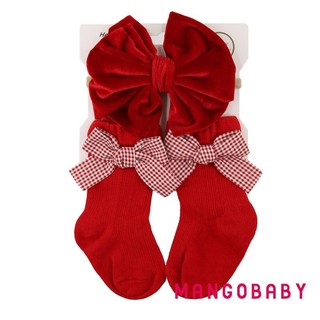 Mg-baby Girls Tất Giáng Sinh Trái Tim / Chấm / Kẻ Sọc Nơ Tất Tập Đi Trẻ Em Dressy Tất Ngắn Trẻ Em Mùa Thu Tất Công Chúa Có Băng Đô