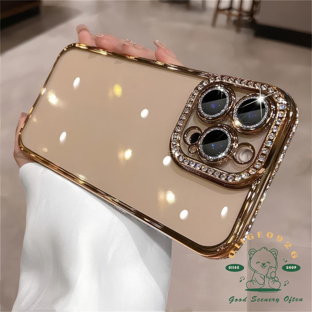 【 Ốp lưng iphone16 】 Vỏ điện thoại mạ chống rơi kim cương iphone16 Pro MAX 15 14 13 12 11 XR XS MAX cho vỏ iPhone Vỏ mềm silicon TPU chống sốc