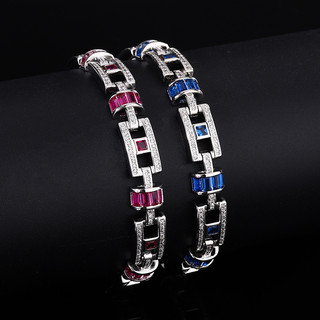 Châu Âu Mỹ ins Phong Cách Mới Vuông Ruby Nhiều Màu Sắc Kho Báu Vòng Tay Nữ