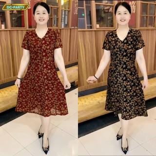 Đầm trung niên cho mẹ ,Váy trung niên cho mẹ , DTN- HOA NHỎ , đi chơi dự tiệc sang trọng chất liệu thun co giãn 4 chiều