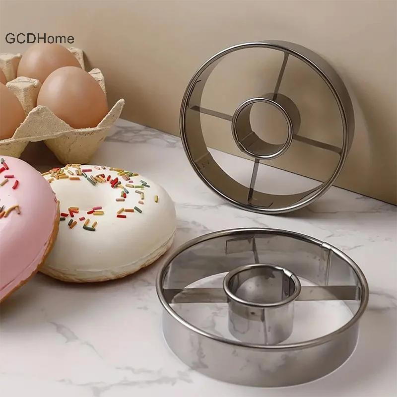 Gcdhome Khuôn cắt bánh donut inox DIY, dụng cụ trang trí bánh, làm món tráng miệng, cắt bánh mì cho nhà bếp
