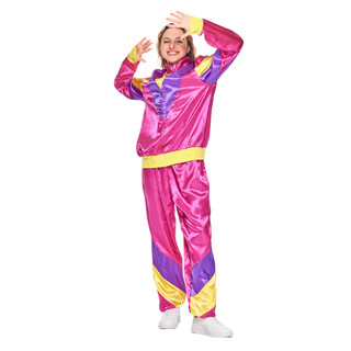 Phụ Nữ thập niên 80 Retro Vỏ Phù Hợp Với Người Lớn Thời Trang Hippie Đảng Halloween Trang Phục Cặp Đôi Hip Hop Tracksuit Nữ Nam Phổ Biến Trang Phục Thể Thao
